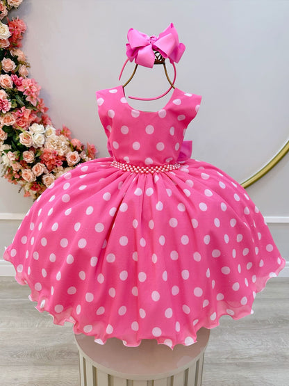 Vestido de fiesta de lujo de Minnie Mouse con lunares blancos y rosas