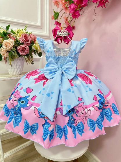Vestido de fiesta azul de Lilo Stitch y Ángel para niños