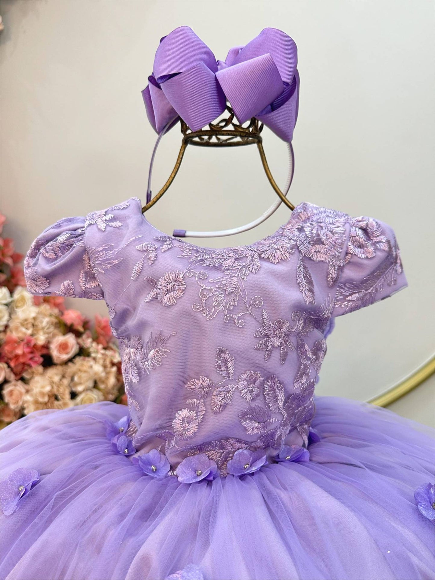 Vestido de mujer con encaje de jardín encantado lila