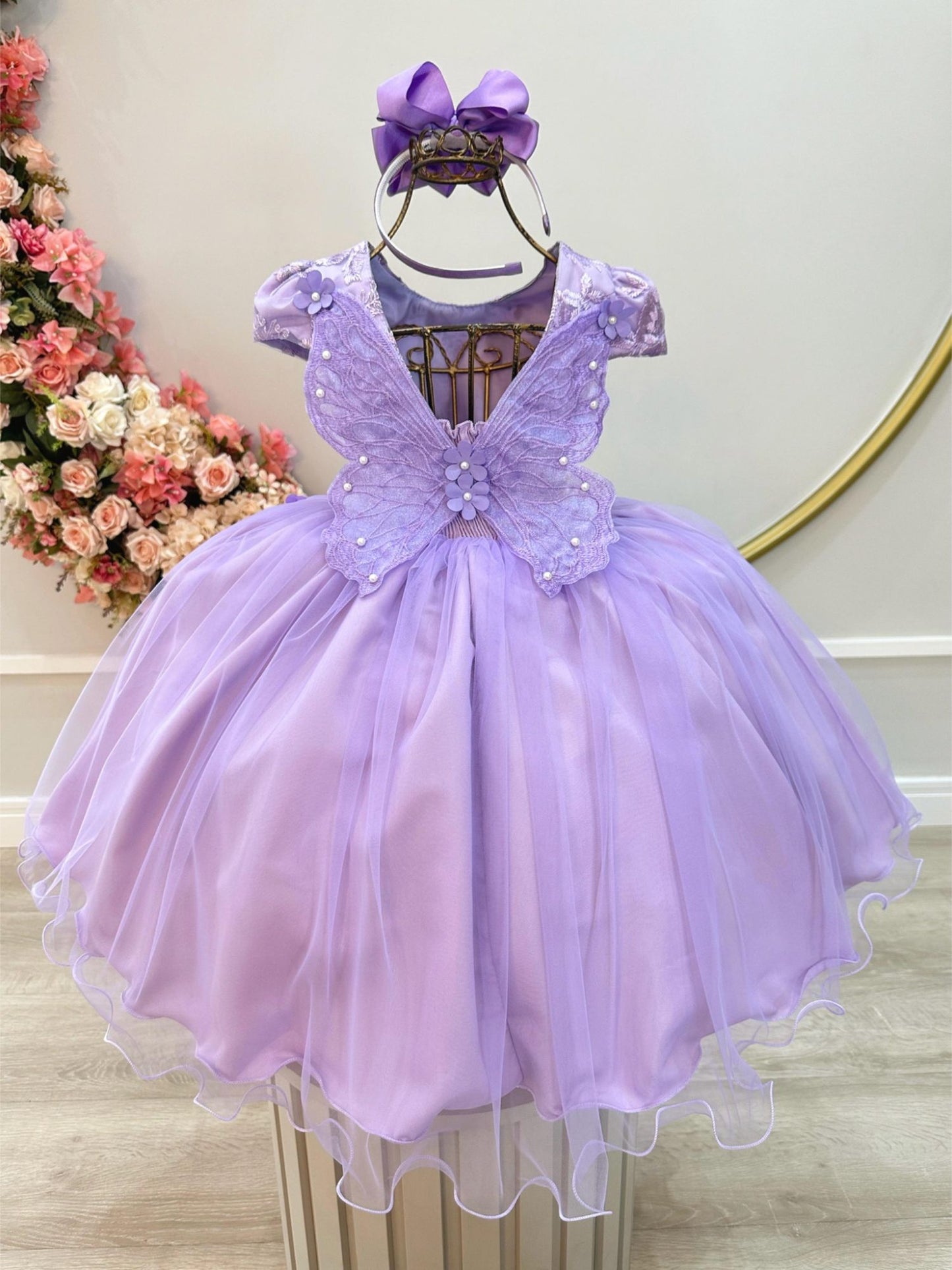 Vestido de mujer con encaje de jardín encantado lila