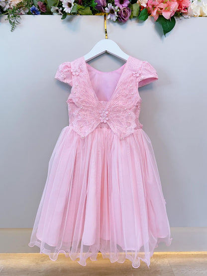 Vestido Infantil Rosa Claro Festas Jardim Encantado Com Renda
