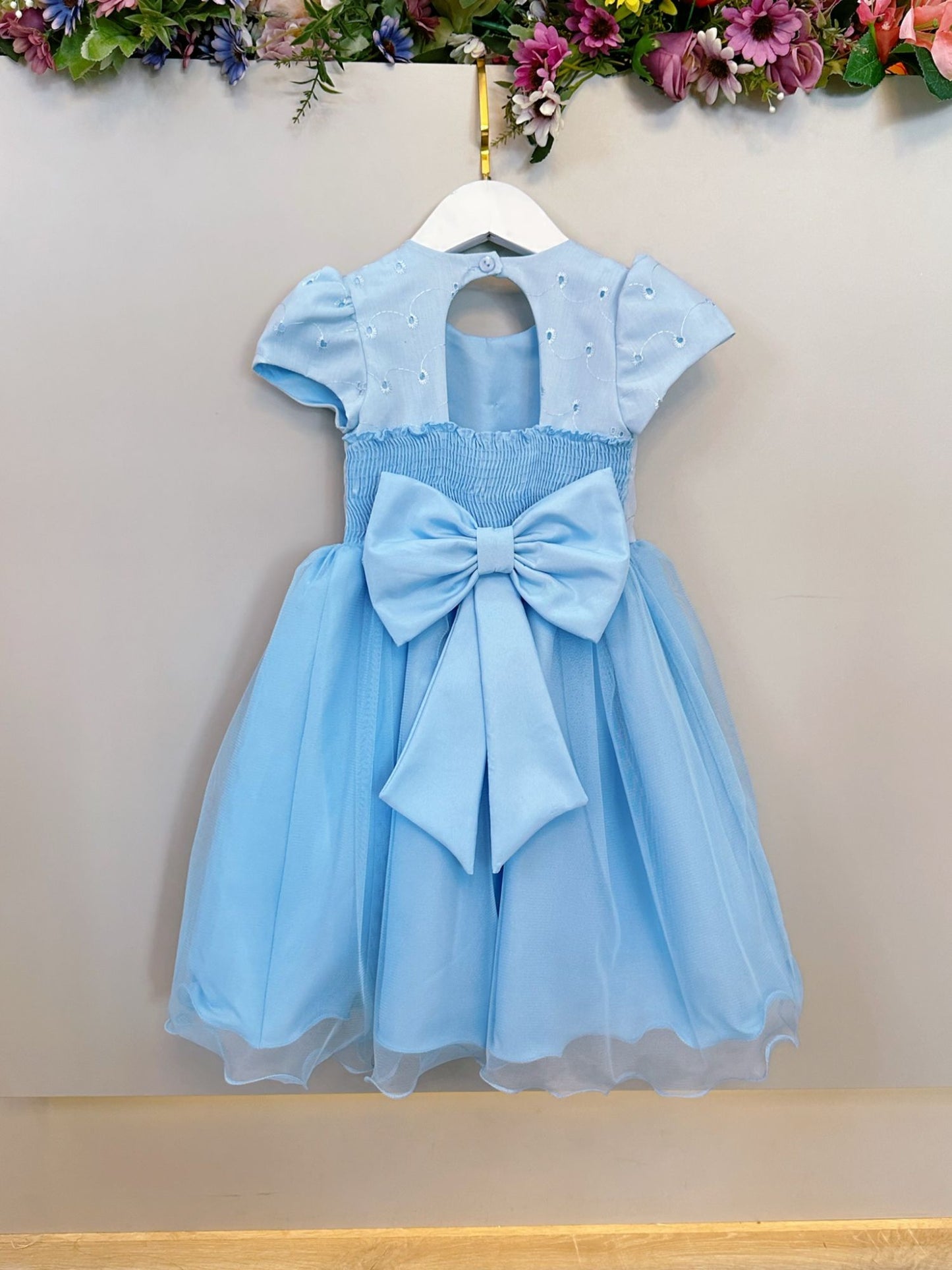 Vestido infantil azul claro Jardín encantado Fiestas de niñas de las flores