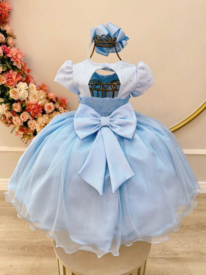 Vestido infantil azul claro Jardín encantado Fiestas de niñas de las flores
