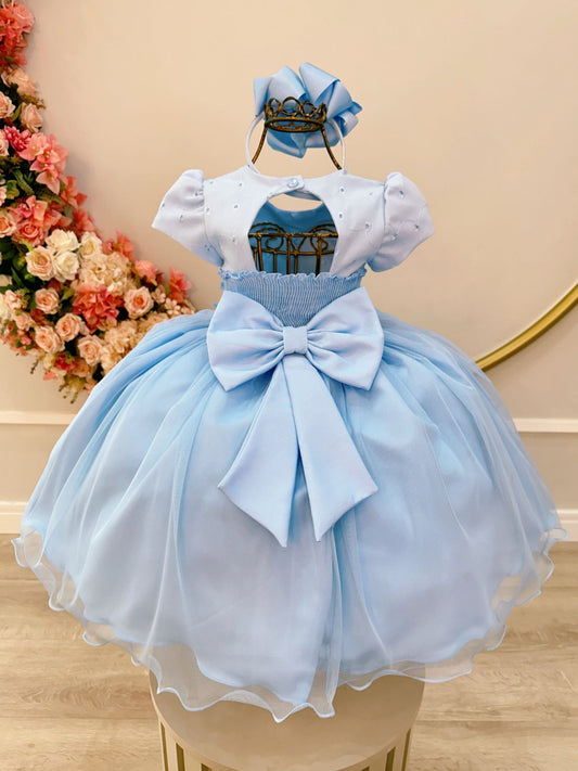 Vestido infantil azul claro Jardín encantado Fiestas de niñas de las flores