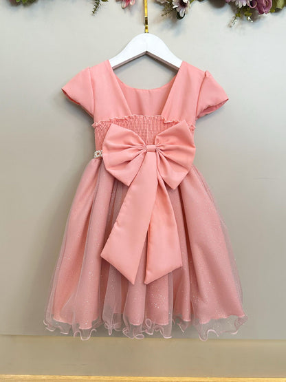 Vestido Infantil Salmão Jardim Encantado Festas Luxo