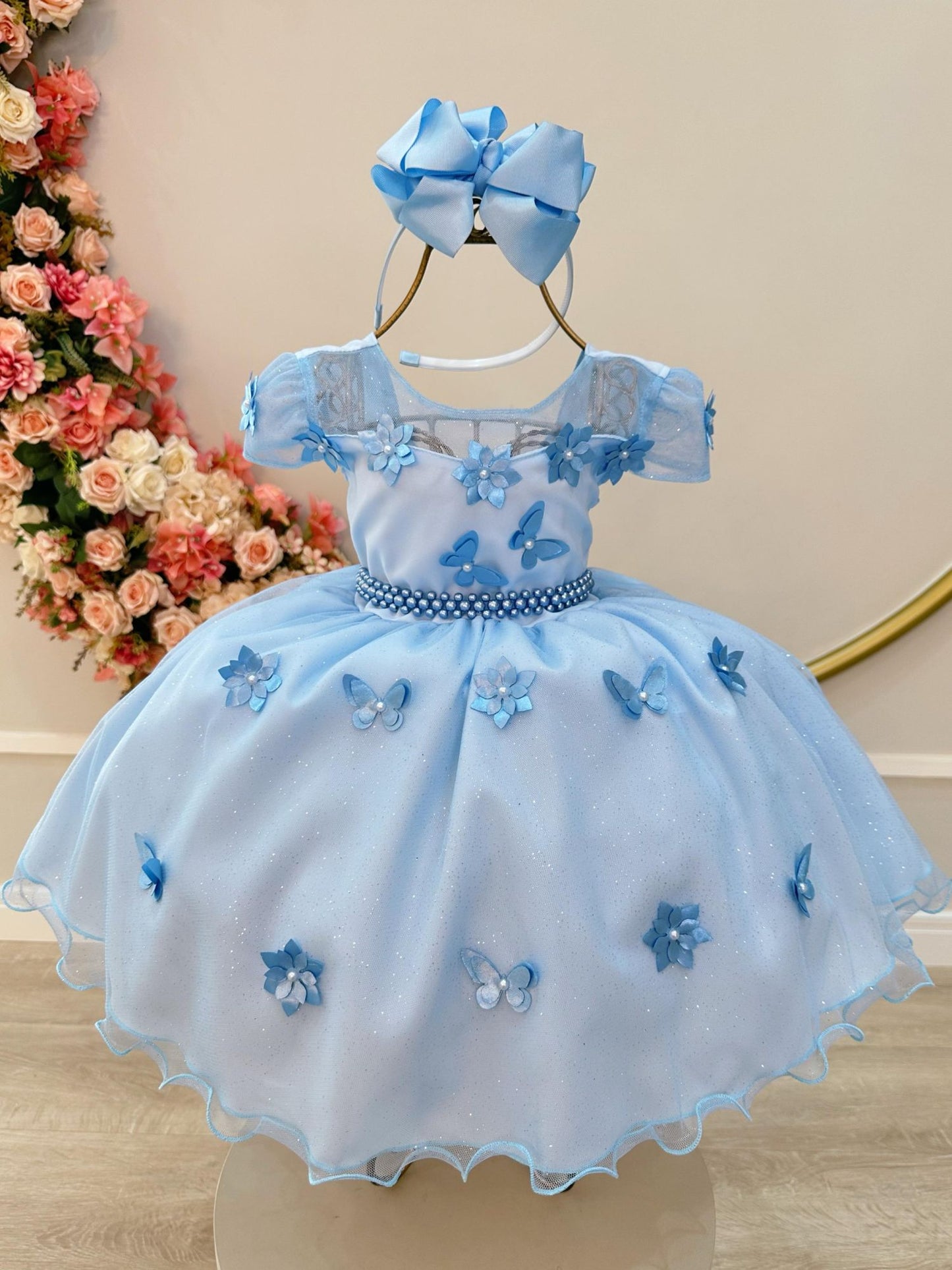Vestido infantil azul claro Jardín Encantado Fiestas de Lujo