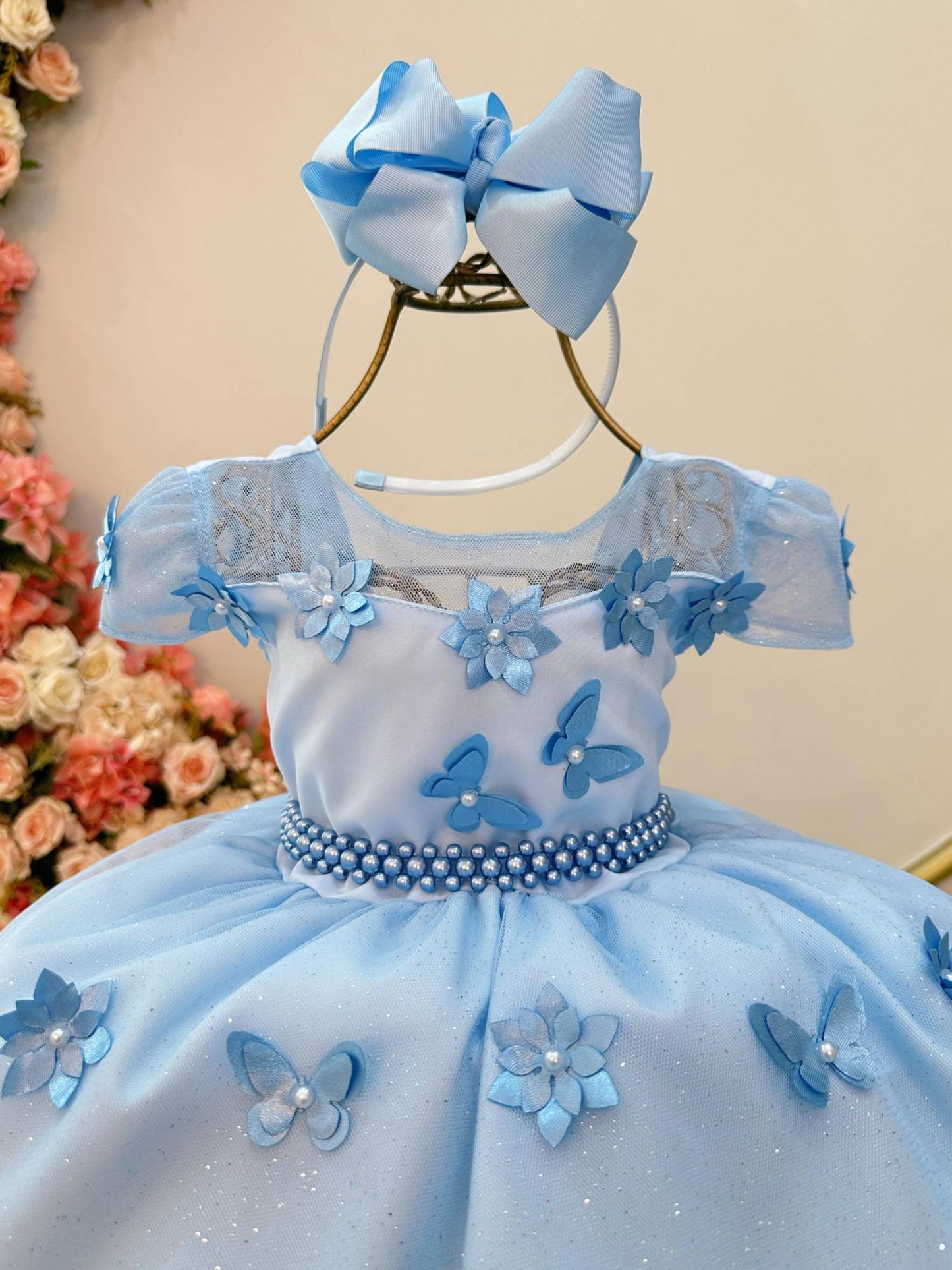 Vestido infantil azul claro Jardín Encantado Fiestas de Lujo