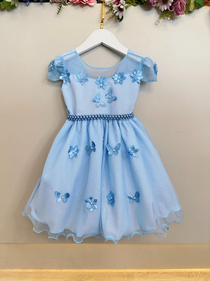Vestido infantil azul claro Jardín Encantado Fiestas de Lujo