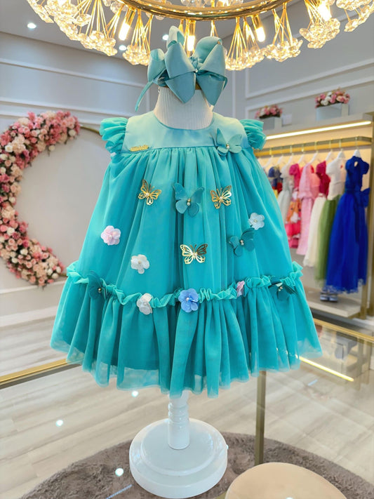 Vestido Infantil Verde Jardín Encantado Lujo