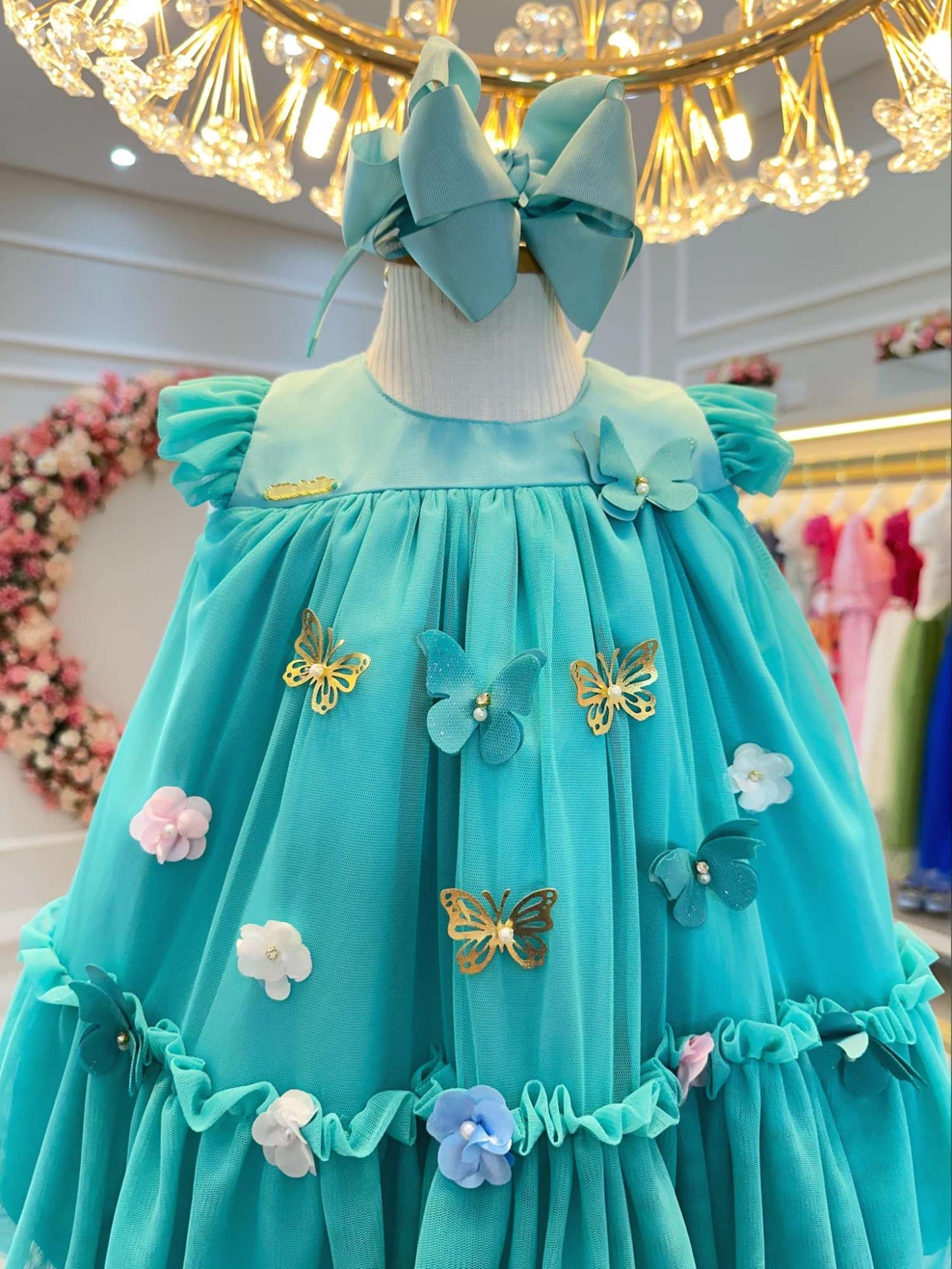 Vestido Infantil Verde Jardín Encantado Lujo