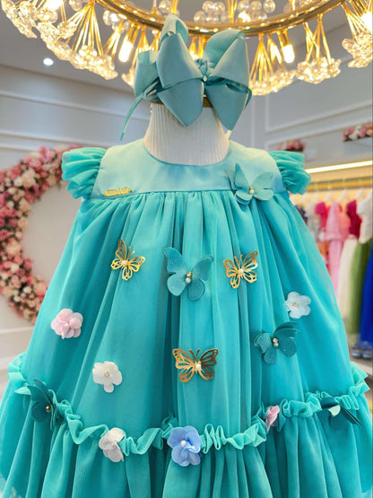 Vestido Infantil Verde Jardín Encantado Lujo