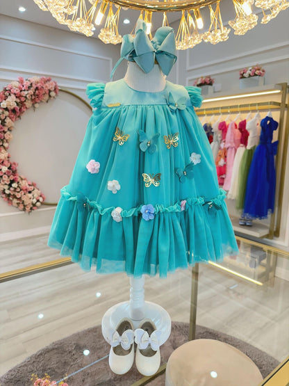 Vestido Infantil Verde Jardín Encantado Lujo