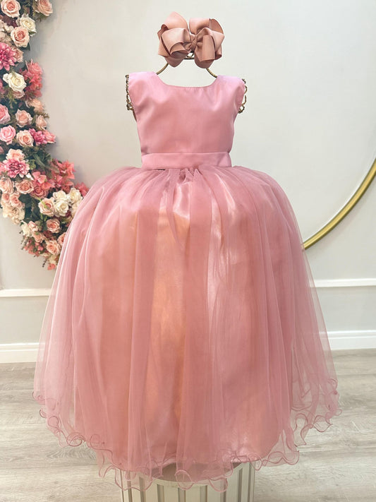 Vestido largo de niña de las flores con rosas para bodas de lujo 