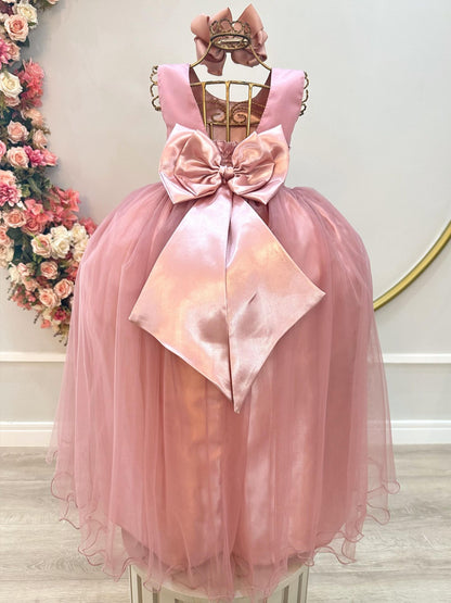 Vestido largo de niña de las flores con rosas para bodas de lujo 