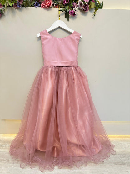 Vestido largo de niña de las flores con rosas para bodas de lujo 