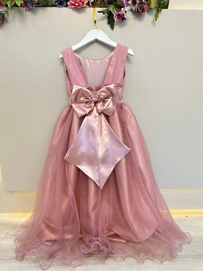 Vestido largo de niña de las flores con rosas para bodas de lujo 