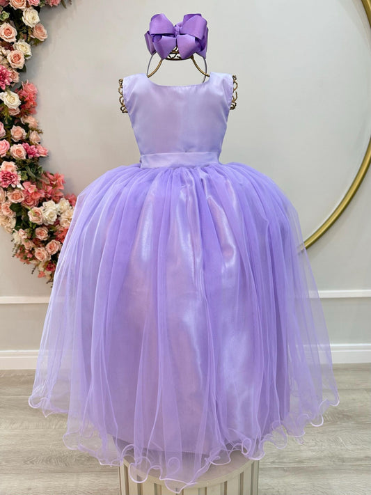 Vestido largo lila para niña para damas de honor en fiestas de lujo 