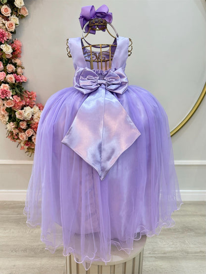 Vestido largo lila para niña para damas de honor en fiestas de lujo 
