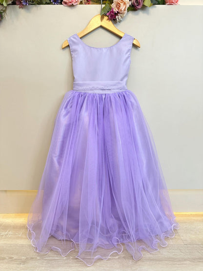 Vestido largo lila para niña para damas de honor en fiestas de lujo 