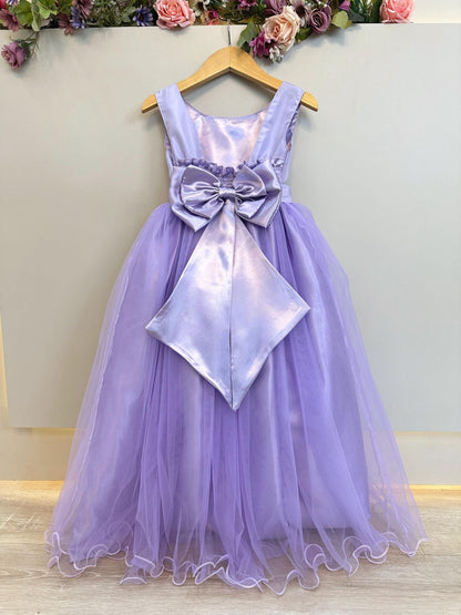 Vestido largo lila para niña para damas de honor en fiestas de lujo 
