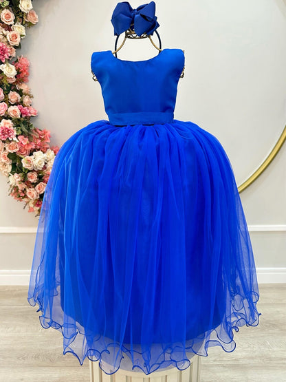 Vestido largo azul real para niña de las flores para fiestas de lujo 