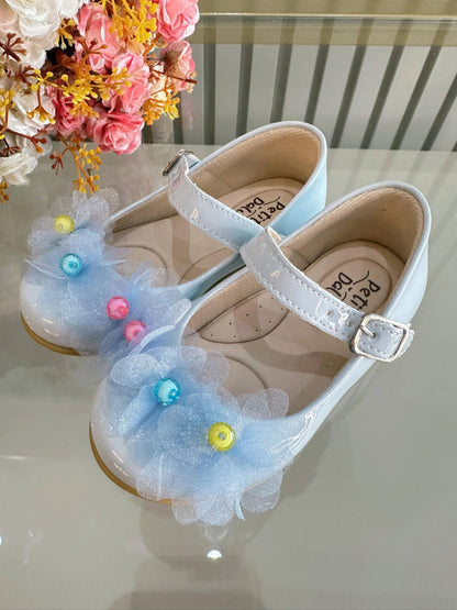 Zapatos infantiles de charol azul claro, Jardín Encantado de Lujo