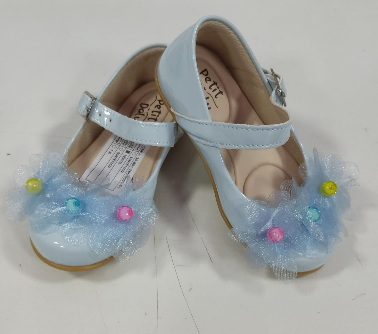 Zapatos infantiles de charol azul claro, Jardín Encantado de Lujo