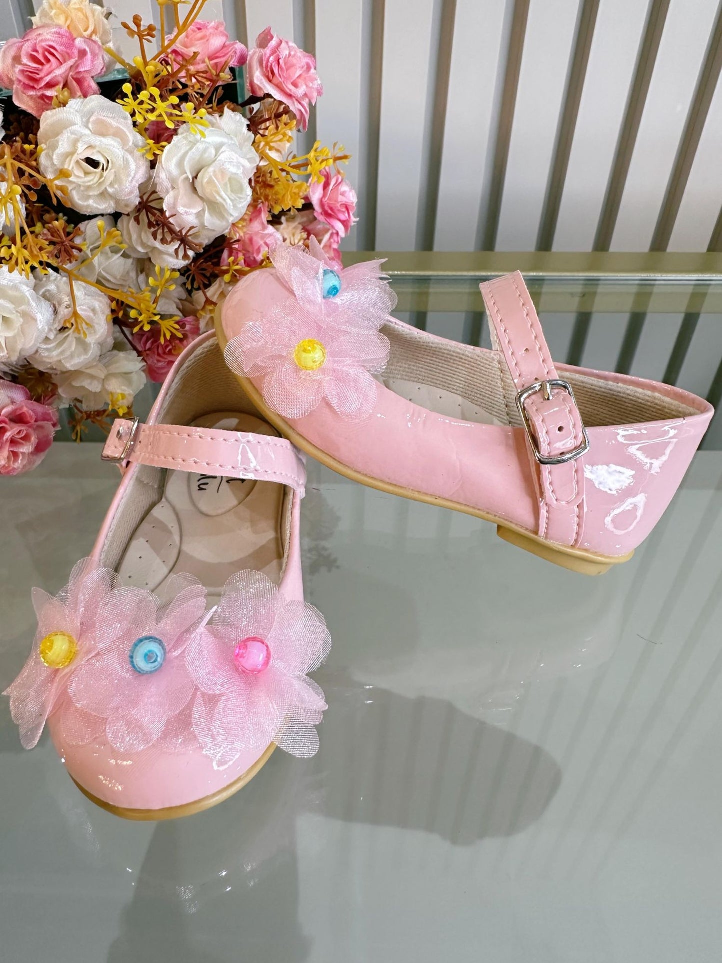 Zapatos Infantiles de Charol Rosa Jardín Encantado Lujo