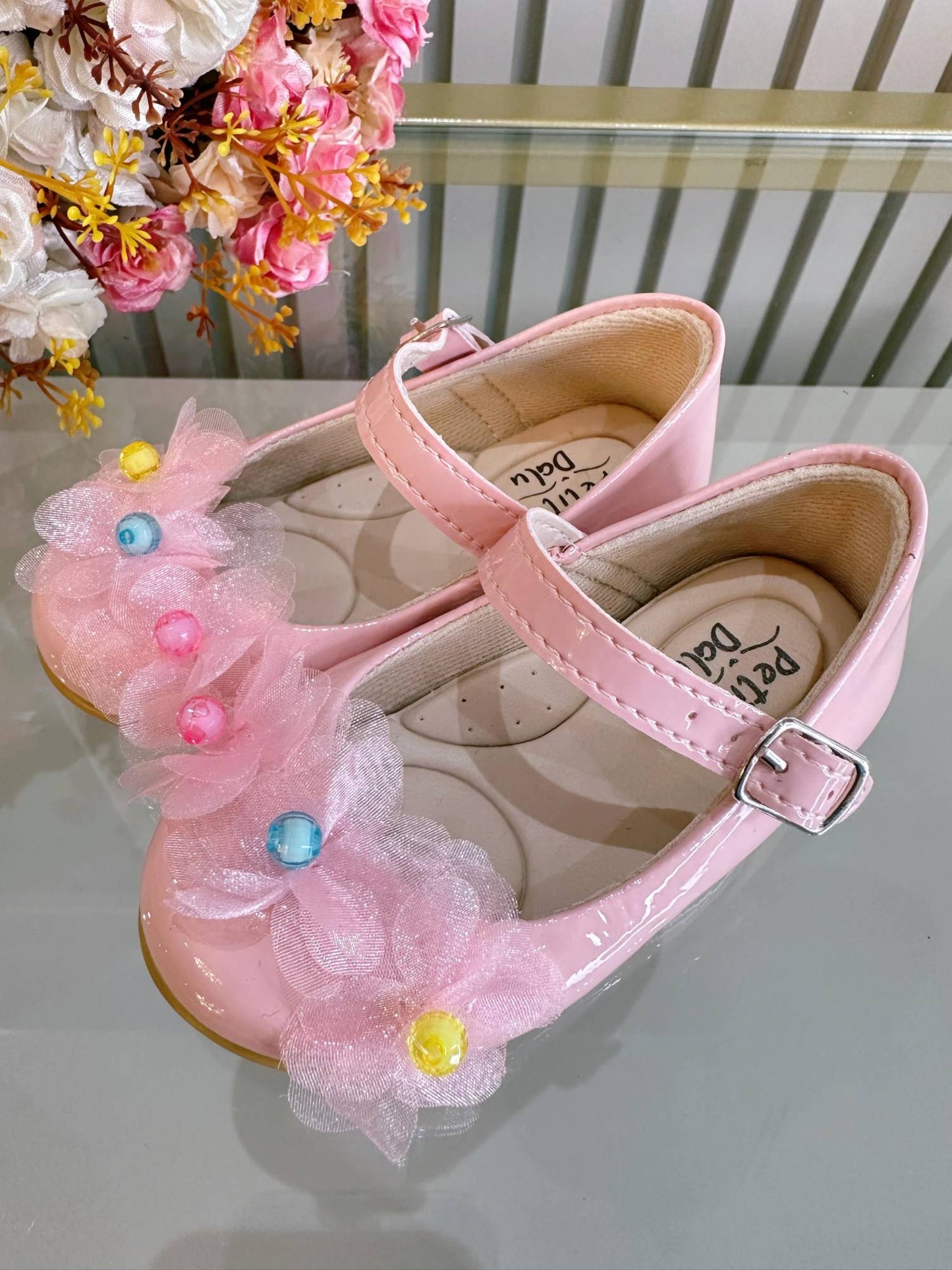 Zapatos Infantiles de Charol Rosa Jardín Encantado Lujo