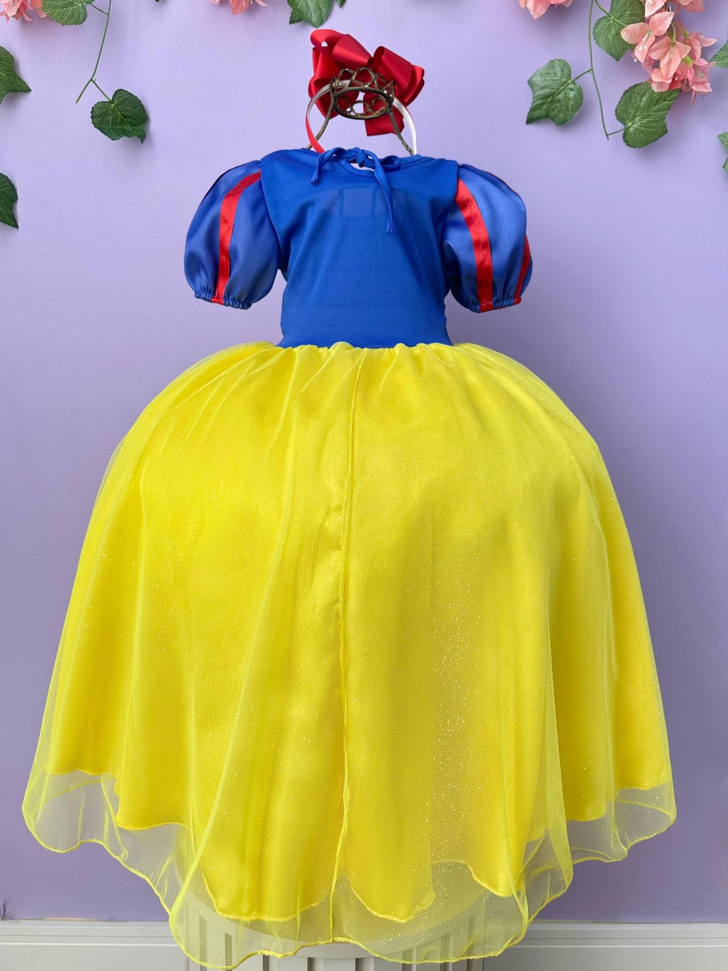 Vestido Infantil Princesa Branca de Neve Longo Com Capa