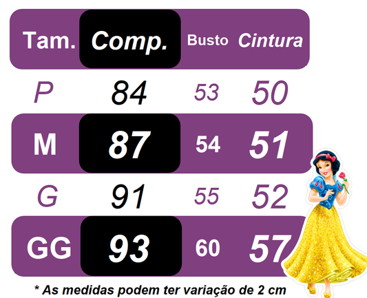 Vestido Infantil Princesa Branca de Neve Longo Com Capa