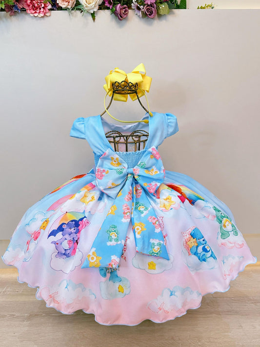 Vestido azul infantil para fiestas de cumpleaños de los Ositos Cariñositos