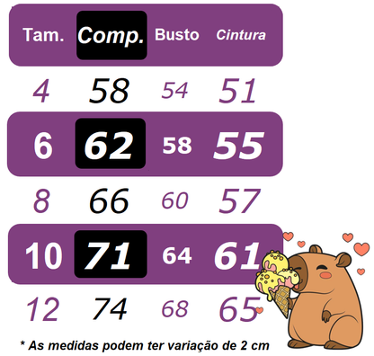 Vestido Infantil Rosa Capivara Doces Festas Aniversários