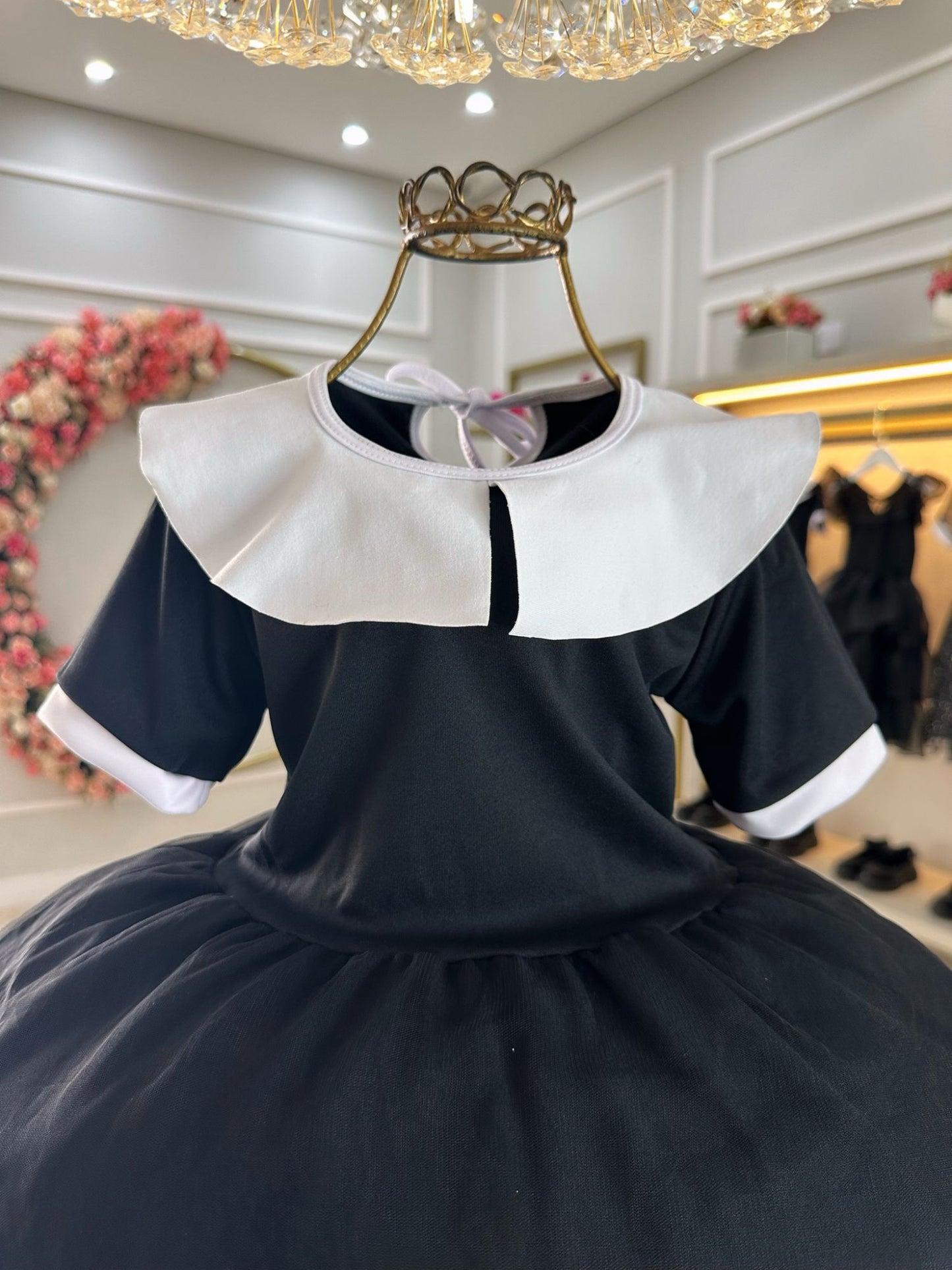 Disfraz infantil de miércoles con tiara trenzada negra para fiestas