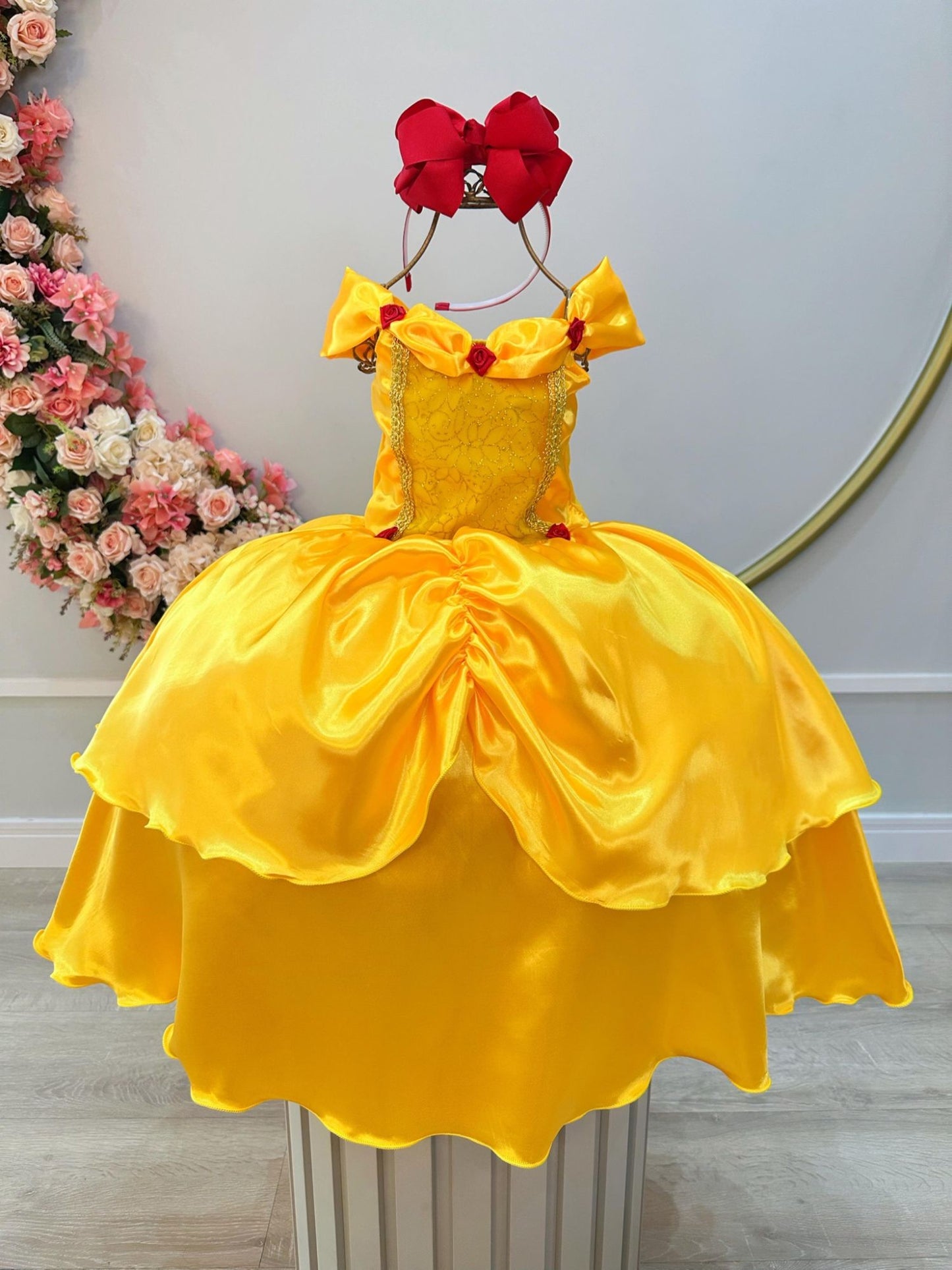 Disfraz infantil de La Bella y la Bestia amarillo oscuro para fiestas