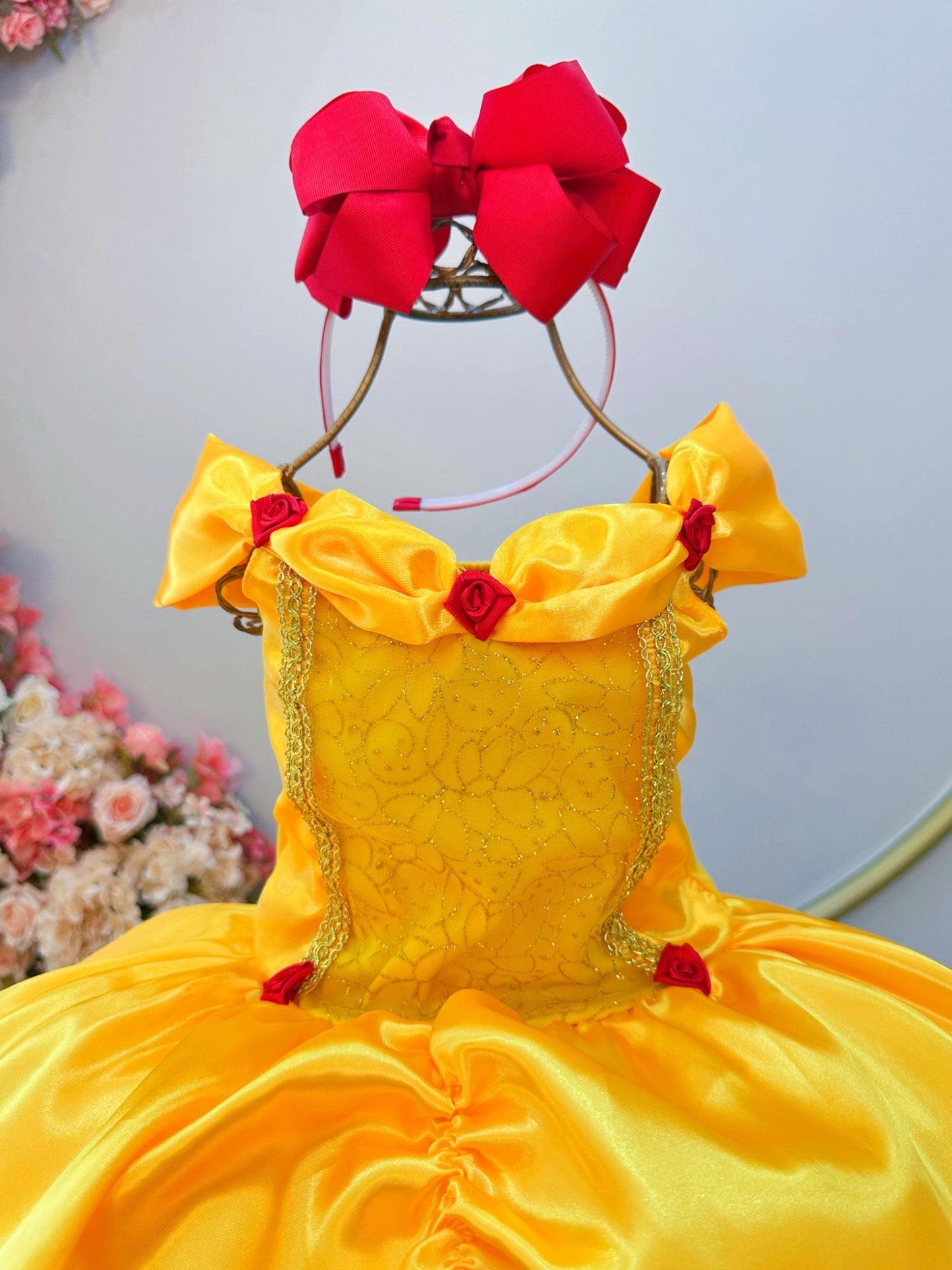Disfraz infantil de La Bella y la Bestia amarillo oscuro para fiestas