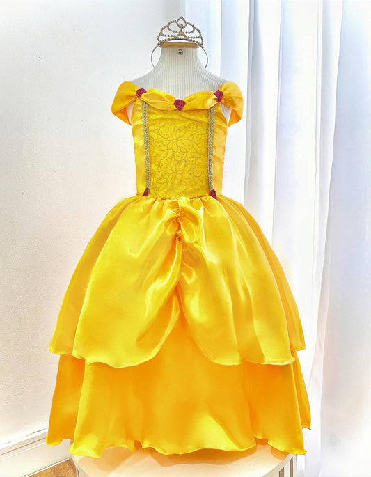 Disfraz infantil de La Bella y la Bestia amarillo oscuro para fiestas