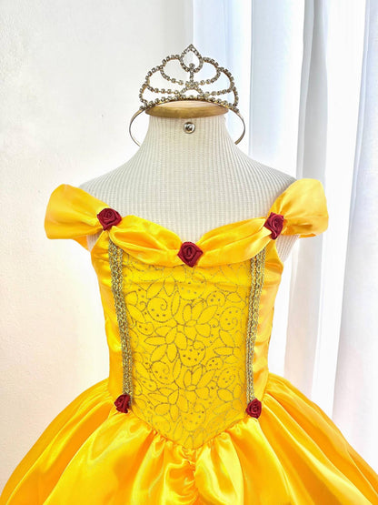 Disfraz infantil de La Bella y la Bestia amarillo oscuro para fiestas