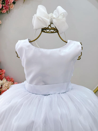 Vestido largo blanco para niña de las flores para bodas de lujo 