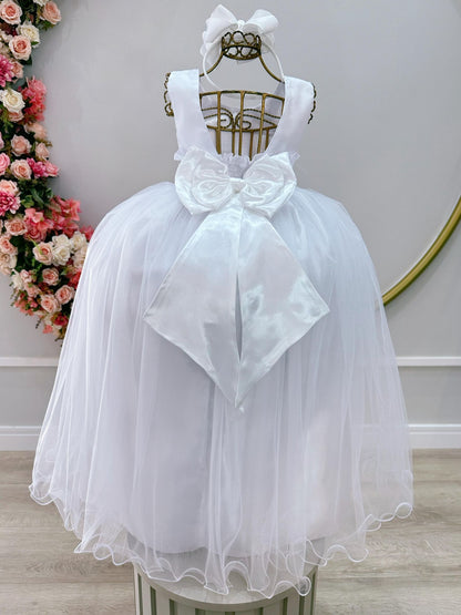 Vestido largo blanco para niña de las flores para bodas de lujo 